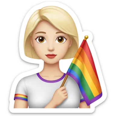 woman with lgbt flag sticker