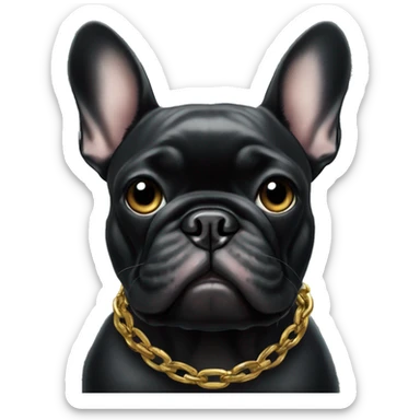 black french bulldog with a gold chain  sticker