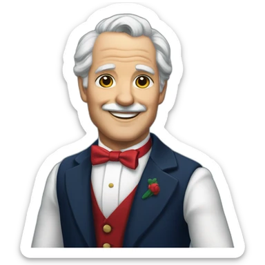 jenkins-a-gray-haired-balding-elder-butler-wearning-navy-blue-dinner-jacket-with-red-bow-tie-smiling-without-glasses sticker