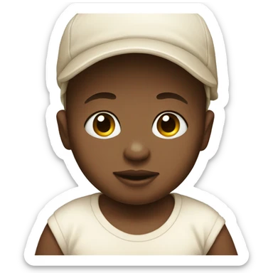 Newborn with white bodysuit and beige hat  sticker