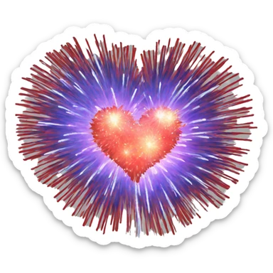 Heart shaped fireworks sticker
