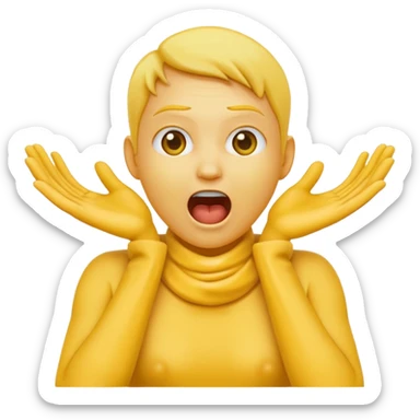 Yellow emoji doing choking emote with hands around neck and the emoji screaming  sticker