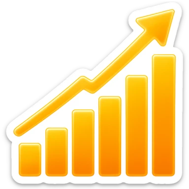 Orange Upward bar chart with a glow effect, apple style emoji sticker