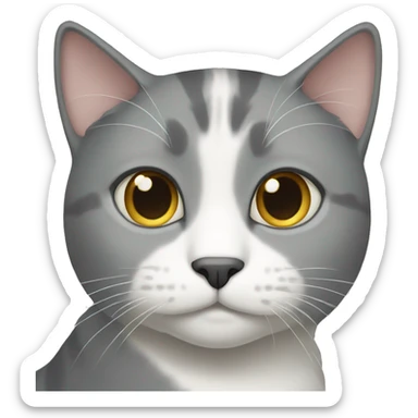 Grey and white cat sticker