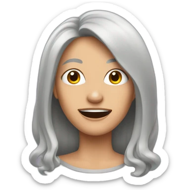 crazy woman with long grey hair and oval face sticker
