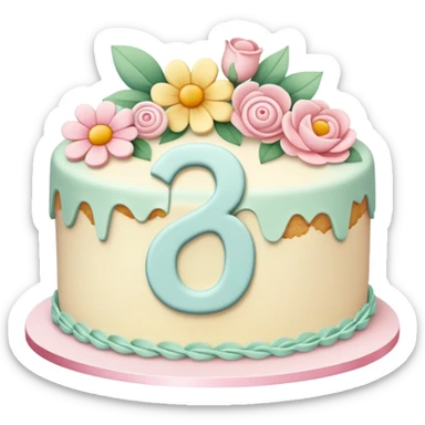 make a floral pastel cake that is aesthetic with the number 20 on it sticker