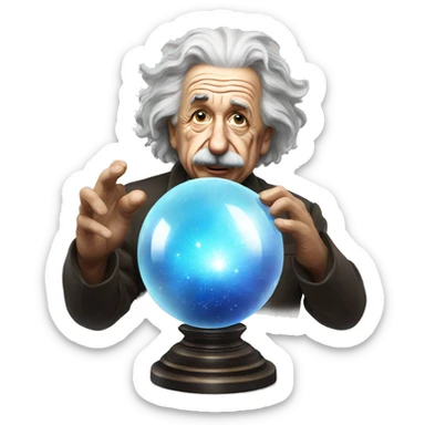 Albert Einstein with crystal ball sticker