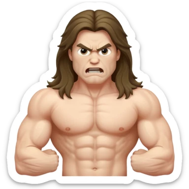 angry long hairedman with torso sticker