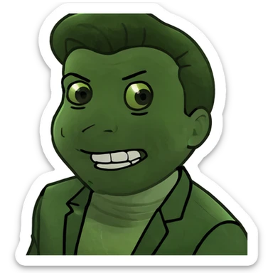 Rick Astley with straight face but with front teeth out and the picture is from the era of 1970-1995 or 2000 sticker