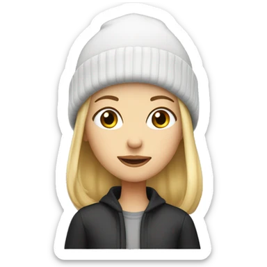 Blonde girl in beanie hat  sticker