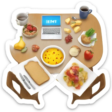 Homeoffice table with food sticker