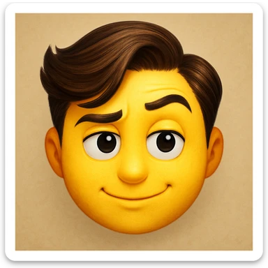 yellow face emoji with dramatic side part sticker