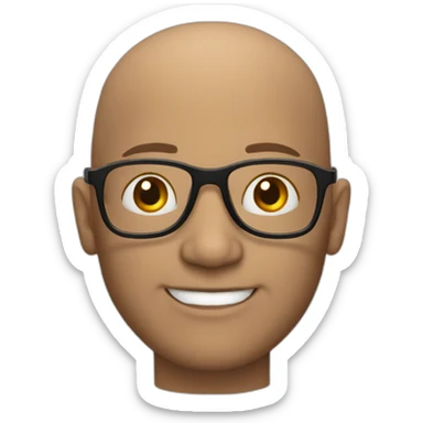 Bald white middle age man with glasses sticker