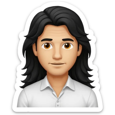 Männlich, lange gewellte schwarze Haare, Hautfarbe stark gebräunt sticker