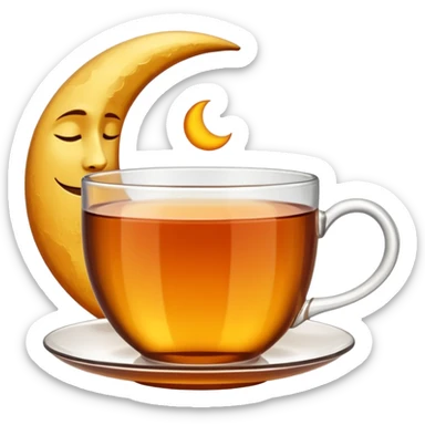 A cup of tea with a moon in it. sticker