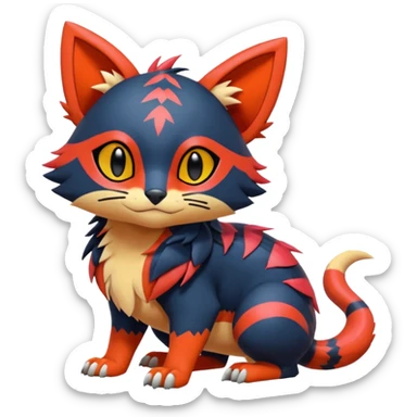  exotic colorful tropical cyber-Sleuth-Litten-Linoone-Noibat-Fakémon-Pokémon-Vernid-creature sticker
