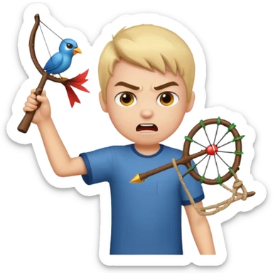 a bad boy shooting a bird with a slingshot sticker