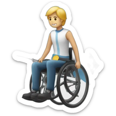 persona en silla de ruedas llevando la bandera argentina sticker