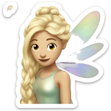 Iridescent fairy flying long hair blonde sticker