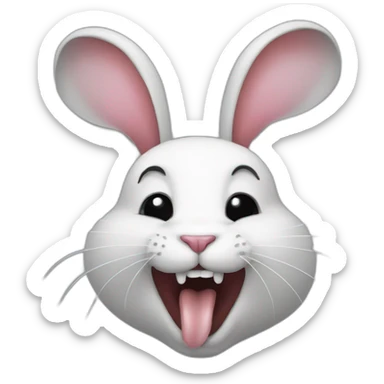 Rabbit combined with the tongue sticking out sticker