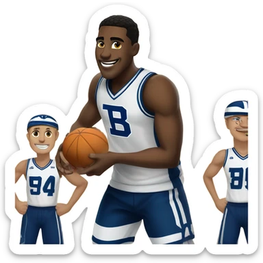 BYU basketball team playing football on a basketball court eating potatoes sticker