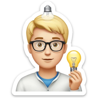 face with glasses and a lightbulb above the head, representing genius sticker