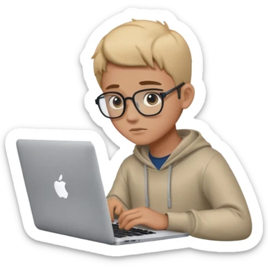 boy working in Macbook, he graphic designer sticker