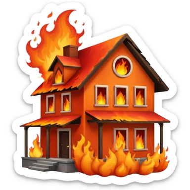 house burning down sticker