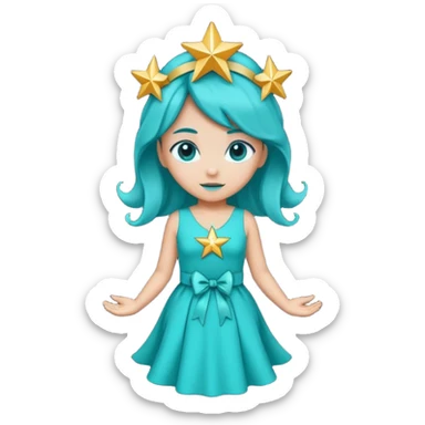 star sparkle sprite guardian of sparkle theater star-shaped head and a turquoise dress and ribbon sticker