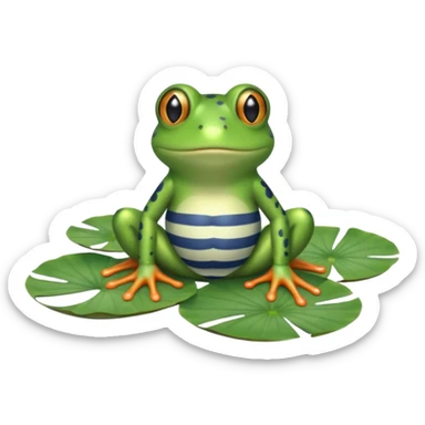 frog in striped pajamas on lily pad bed sticker