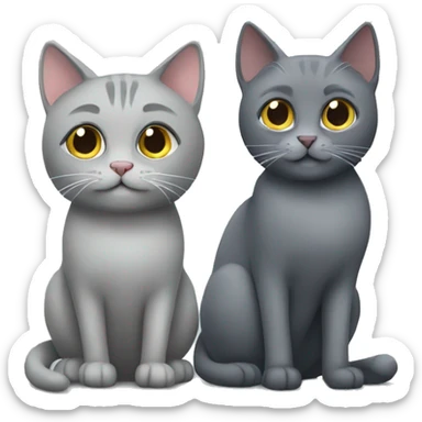 Grey cat and grey cat sticker