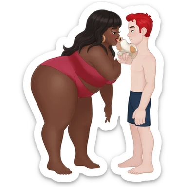 Black girl with big tits and skinny white guy with red hair having doggy style sex sticker