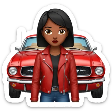 Classic mustang dark women with short hair sticker