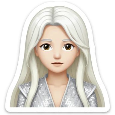 Ouranos from Gods and Goddesses with long white hair, white sequin outfit sticker