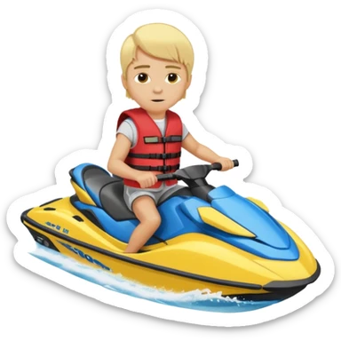 Bad boy  blonde hair with a red live west on the  blue yellow JetSki sticker