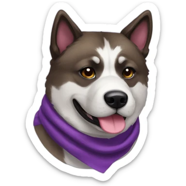 brindle akita with a purple scarf sticker