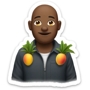 John Pork holding mangoes sticker