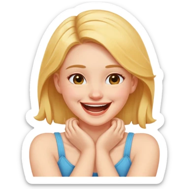 arms crossed holding neck laughing girl sticker