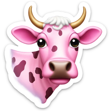 Pink spotted cow with glitter  sticker