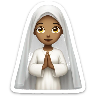 Light skin girl praying with white veil  sticker