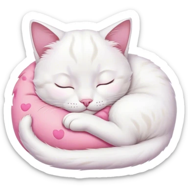 white cat sleeping sticker