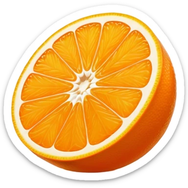 Cinematic juicy orange, sliced open to reveal glistening, bright citrus flesh, soft golden highlights, fresh and refreshing, natural and vibrant. sticker