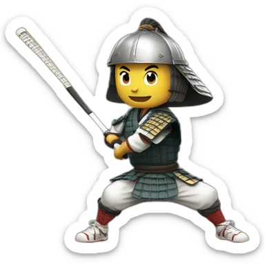 Samurai playing tennis in 1235 year sticker