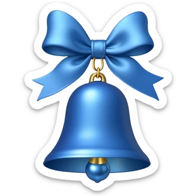 blue christmas bell with white bow sticker