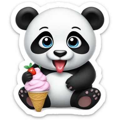 Panda eating ice cream sticker