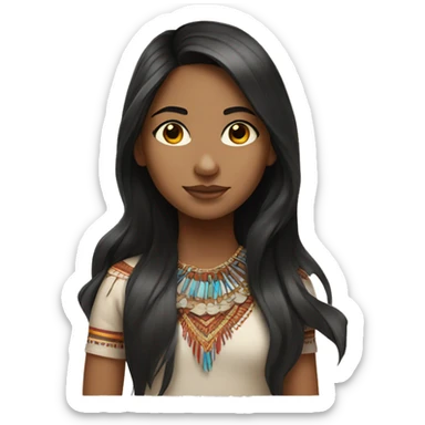 girl dark hair with streaks of color and America indian heritage sticker