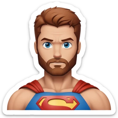 Superman Blue Eyes Scruffy Redish Brownish Beard Muscle sticker