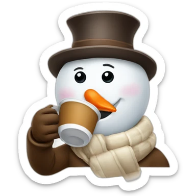 snowman drinking coffee sticker