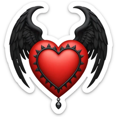 gothic heart with black wings and crimson accents sticker