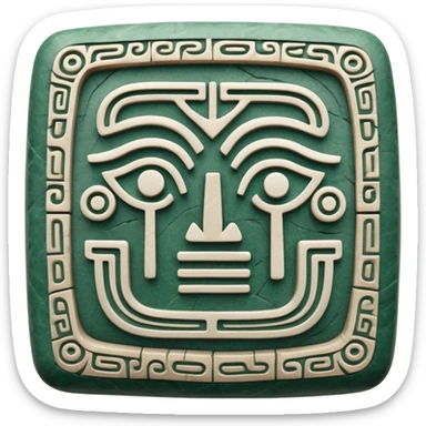 Mayan hieroglyphic symbol for communication or mail in white and dark green colors sticker
